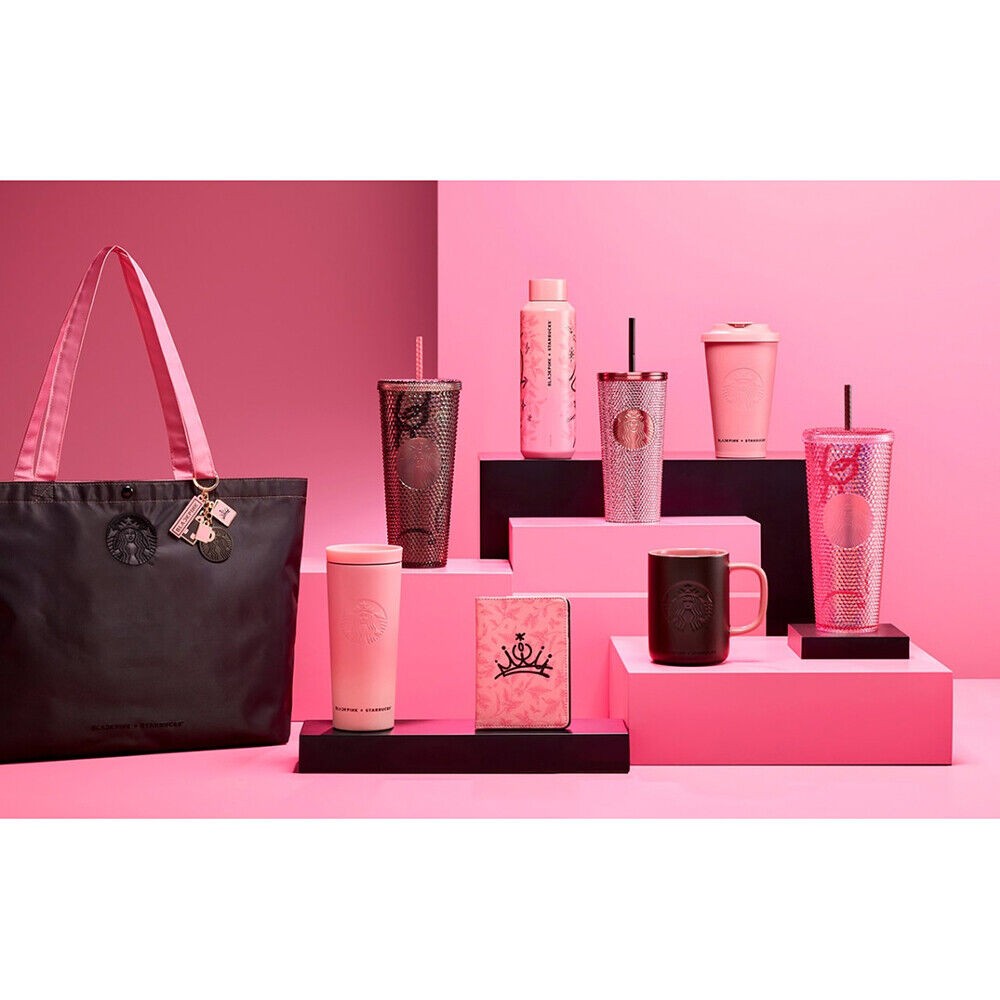 STARBUCKS KOREA X BLACK PINK Rhinestone Cold Cup Tumbler Bag Limited Edition